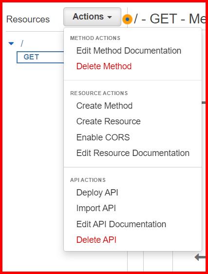Picture showing the Enable CORS option for API Gateway method
